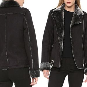 MINKPINK Under Control Sherpa Jacket | Small | Black | Microsuede Warm Fuzzy
